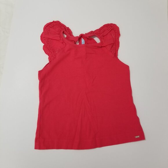 Mayoral little girl Red eyelet detail shoulders tank top size 7 (F18) - Picture 2 of 9